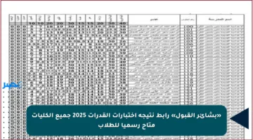 «بشائر القبول» رابط نتيجة اختبارات القدرات 2025 جميع الكليات متاح رسميا للطلاب